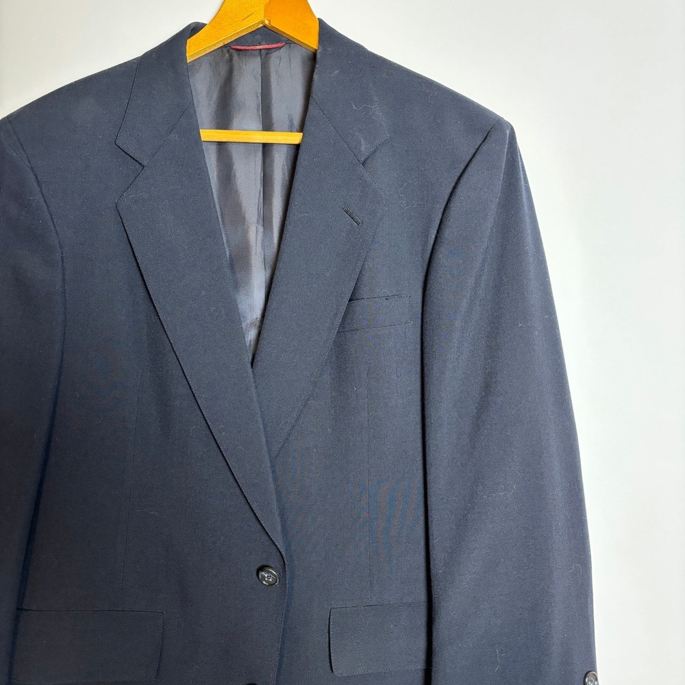 Hart Schaffner Marx Men's Navy Blue Wool Blend Blazer Sport Coat Size 44L